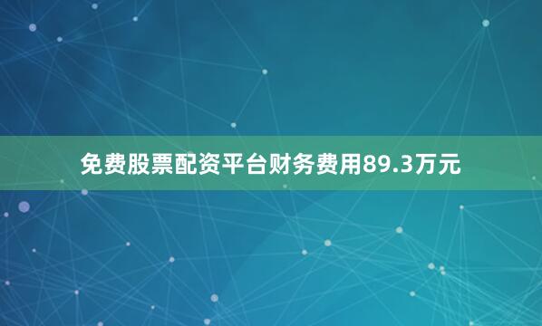 免费股票配资平台财务费用89.3万元