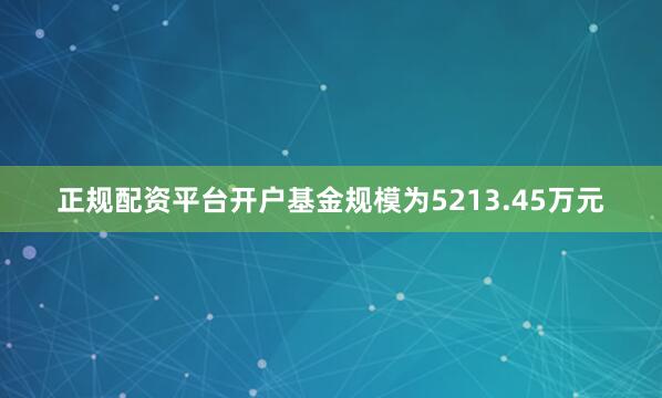 正规配资平台开户基金规模为5213.45万元